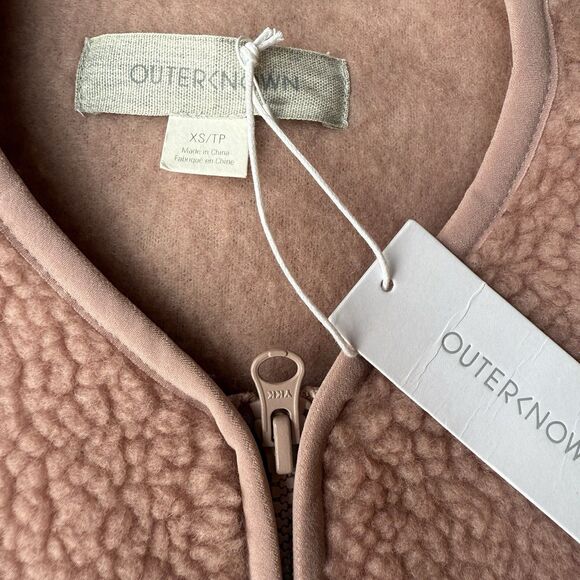 Outerknown Womens Vest XS Wool Blend Pink Fleece Full Zip Pockets NWT - Picture 2 of 8